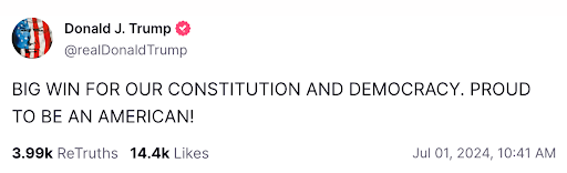 BIG WIN FOR OUR CONSTITUTION AND DEMOCRACY. PROUD TO BE AN AMERICAN!