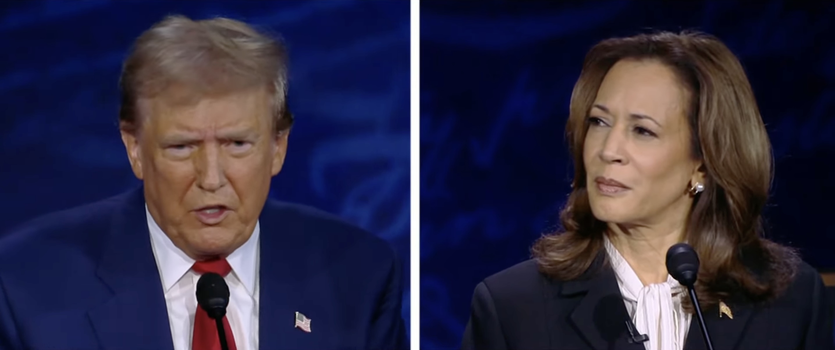 Kamala Harris and Donald Trump at the presidential debate