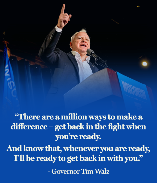 "There are a million ways to make a difference—get back in the fight when you’re ready.  And know that, whenever you are ready, I’ll be ready to get back in with you."