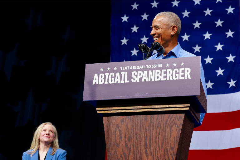Barack Obama and Abigail Spanberger