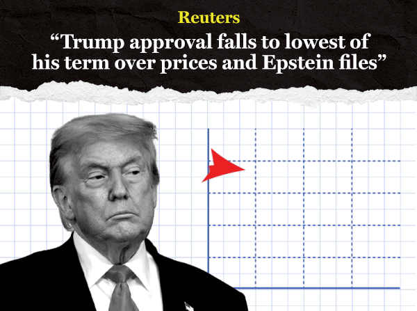 "Trump approval falls to lowest of his term over Epstein files"