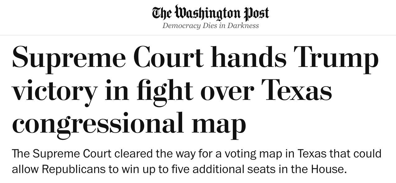 The Washington Post: Supreme Court hands Trump victory in fight over Texas congressional map