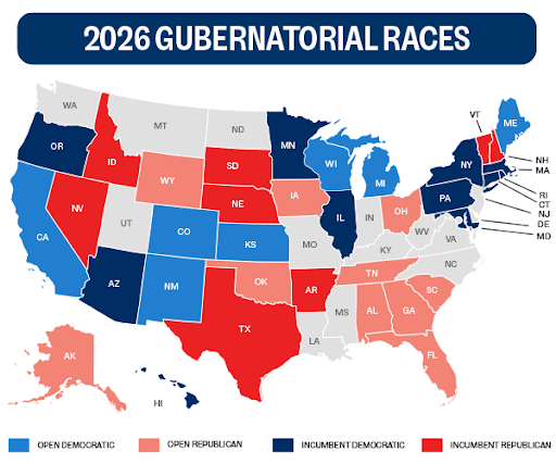 2026 Gubernatorial Races Map