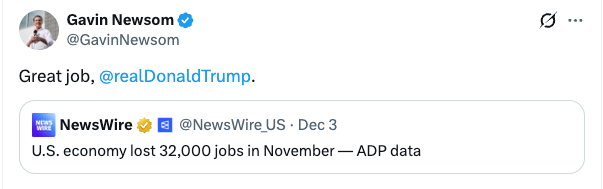 Gov. Gavin Newsom Tweet